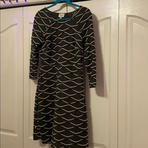 Winter Dress charcoal and white above knee